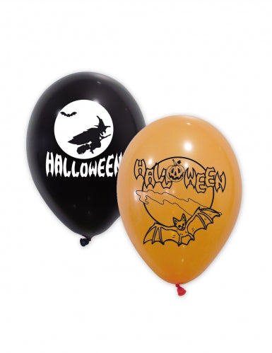 10 Ballons latex noirs et oranges Halloween 30 cm