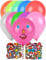10 Ballons stickers visage multicolores 30 cm