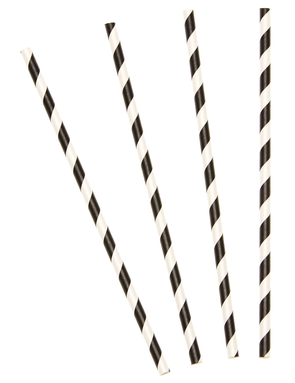 10 Pailles en carton rayées noires 19,5 cm