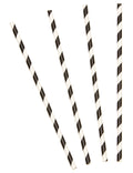 10 Pailles en carton rayées noires 19,5 cm