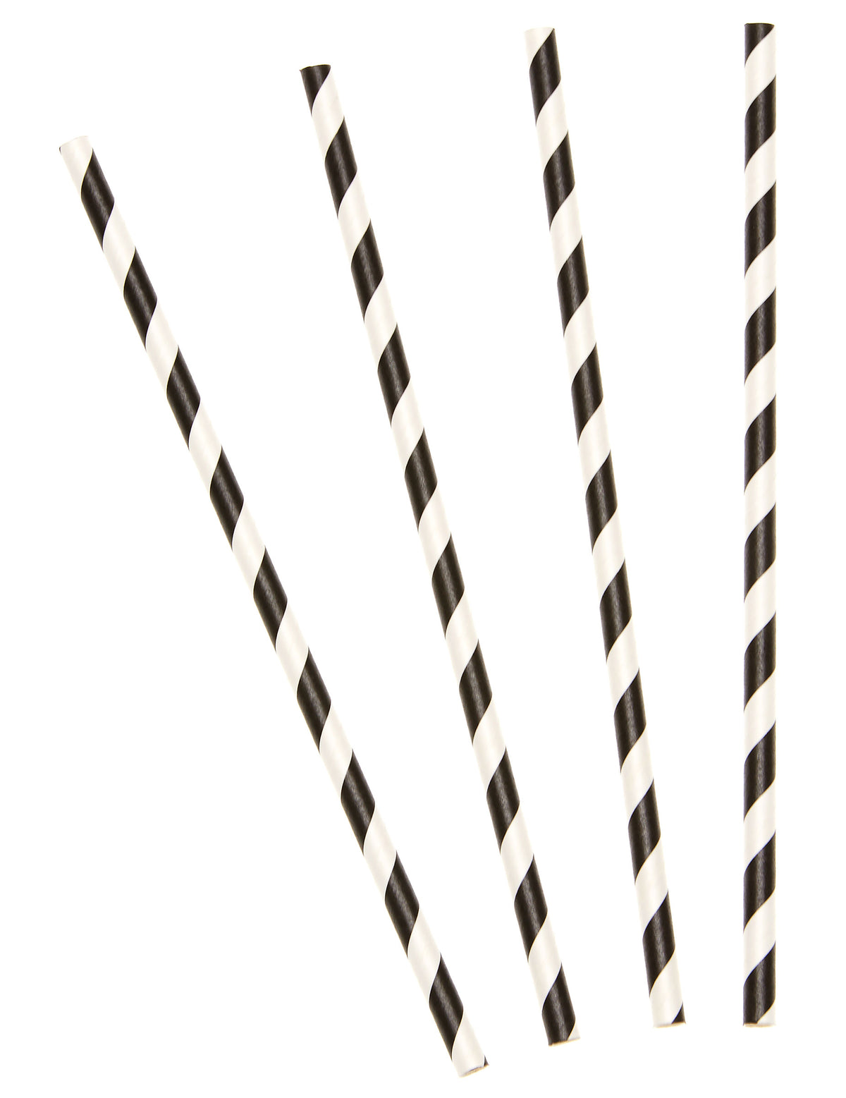 10 Pailles en carton rayées noires 19,5 cm