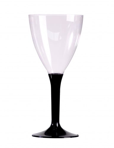 10 Verres a vin pied noir en plastique