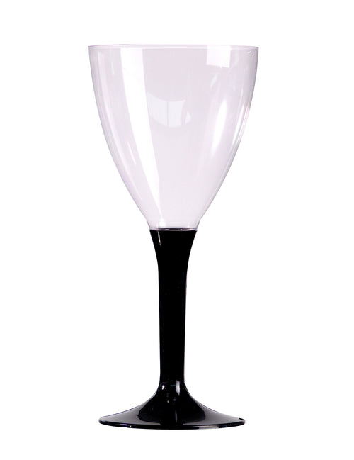 10 Verres a vin pied noir en plastique