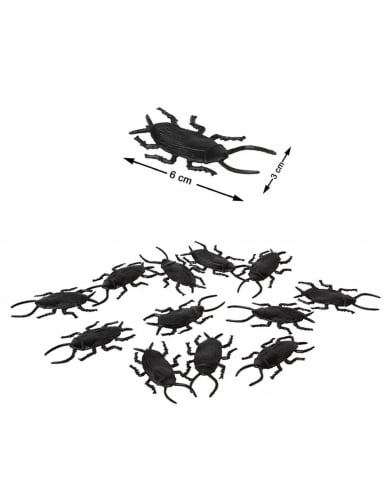 12 Cafards noirs 6 cm Halloween