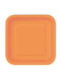 16 Petites assiettes carrées en carton oranges 18 cm