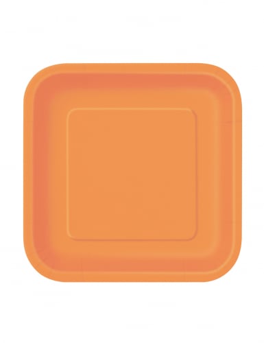 16 Petites assiettes carrées en carton oranges 18 cm