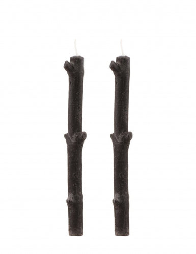 2 Bougies branches d'arbre noires 25 cm