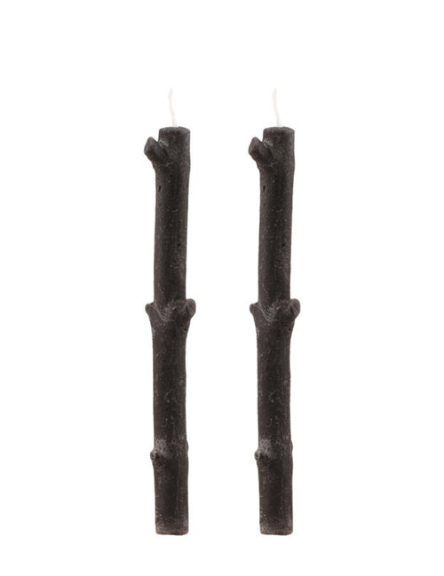 2 Bougies branches d'arbre noires 25 cm