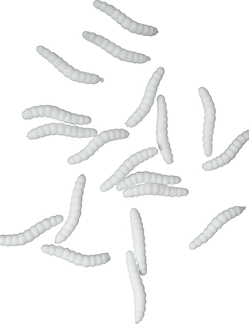 20 Asticots factices blancs 4 cm
