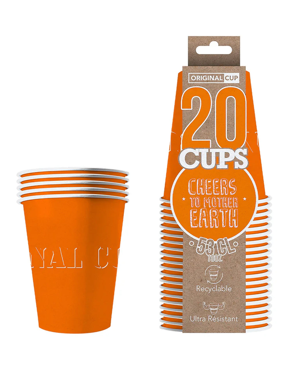 20 Gobelets américains carton recyclable orange 53cl