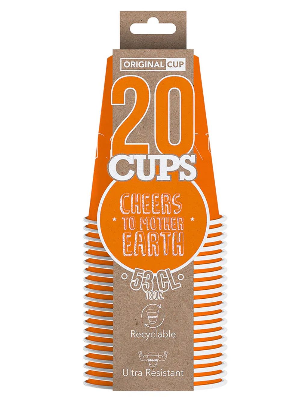 20 Gobelets américains carton recyclable orange 53cl