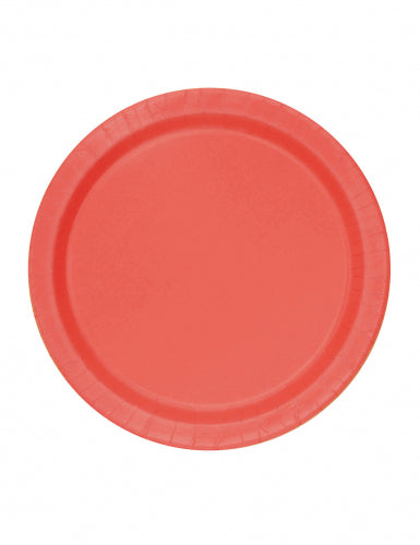 20 Petites assiettes en carton rouge clair 17.1 cm