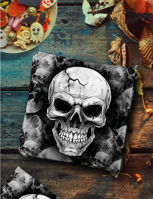 20 Serviettes tête de mort 16 x 16 cm