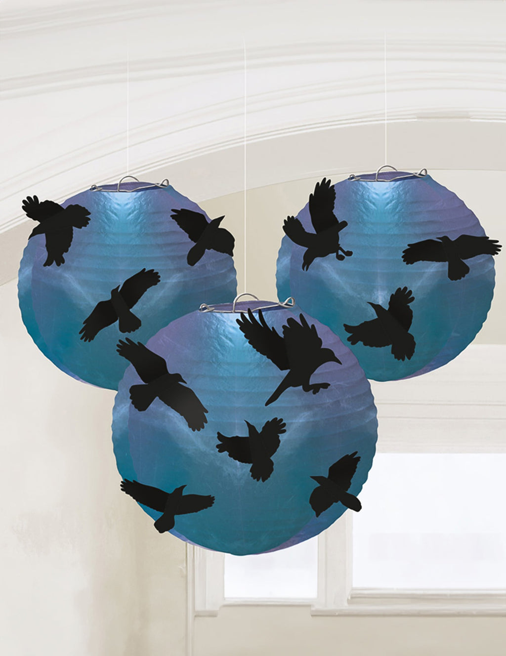 Pack décoration Restaurant Banquet Macabre — 3 Lanternes avec corbeaux Boneshine fever
