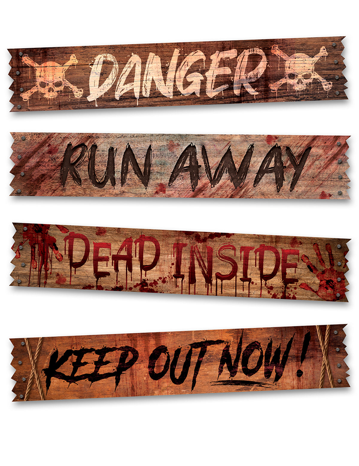 Pack décoration Vitrine Zone Zombie — 4 Bannières zone zombie 70 x 13 cm