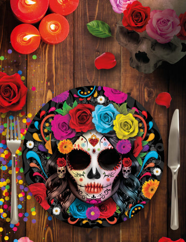 6 Assiettes Catrina Dia de los muertos 23 cm