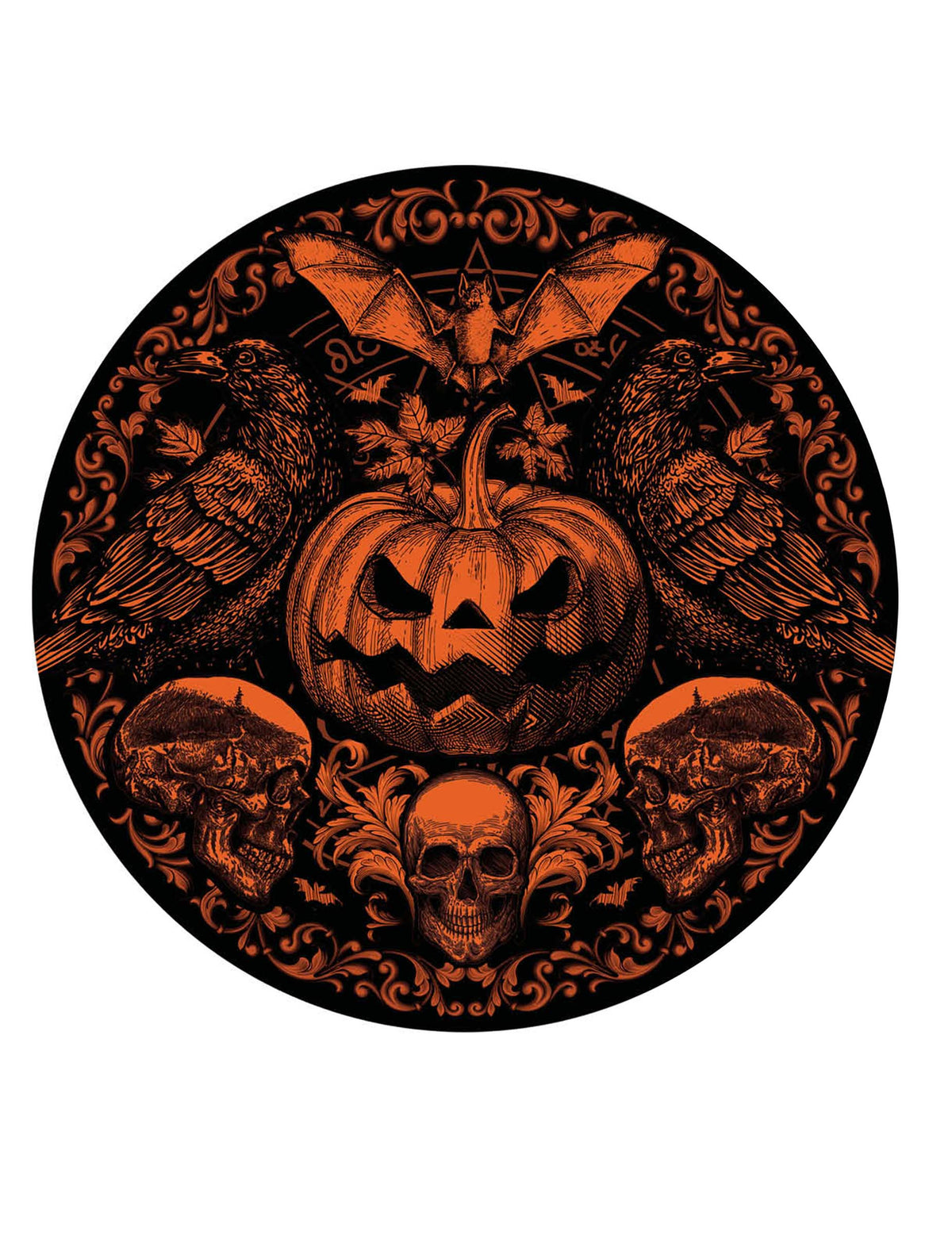 Pack décoration Restaurant Banquet Macabre — 6 Assiettes citrouille gothique 23 cm