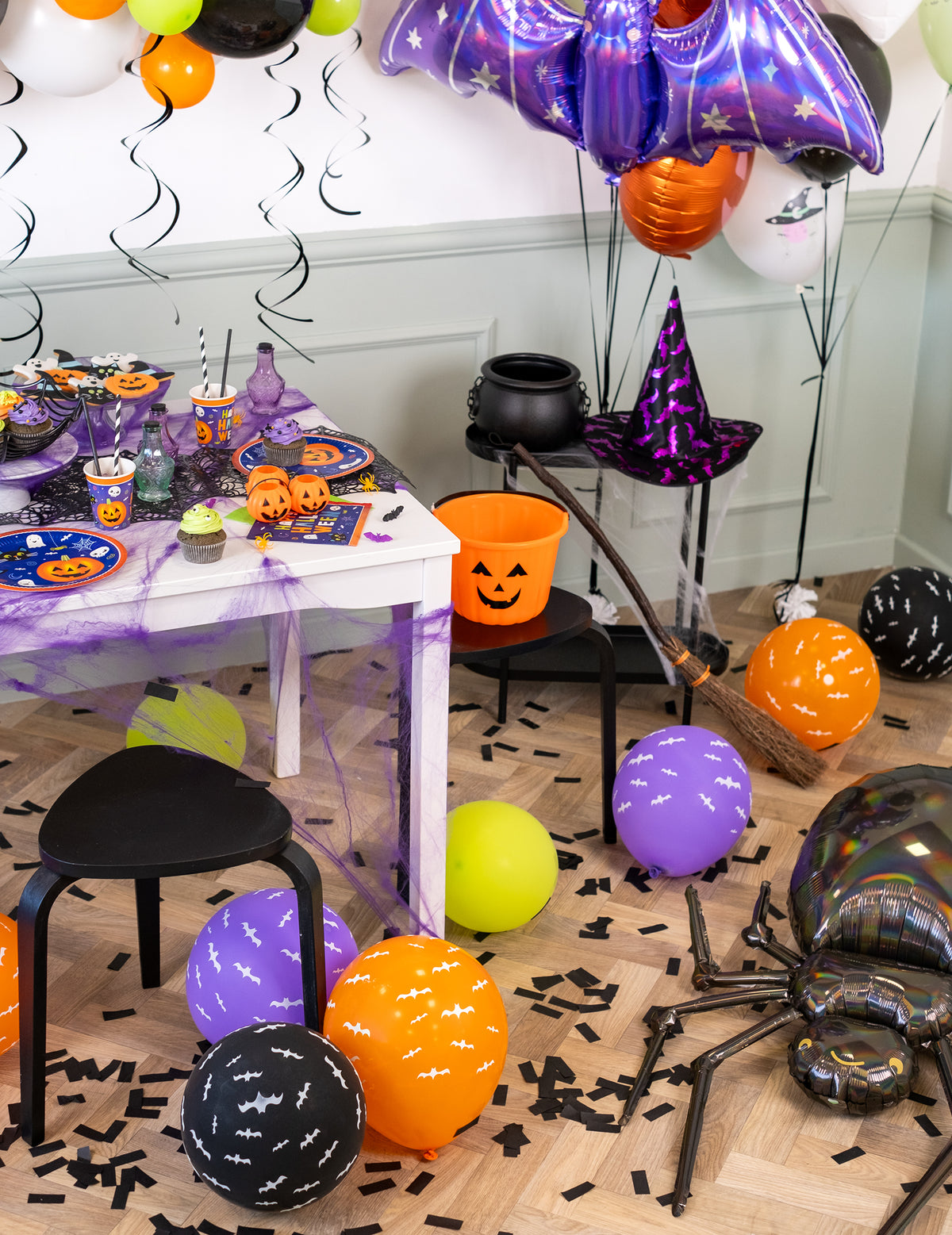 6 Ballons en latex chauve-souris phosphorescentes 27,5 cm