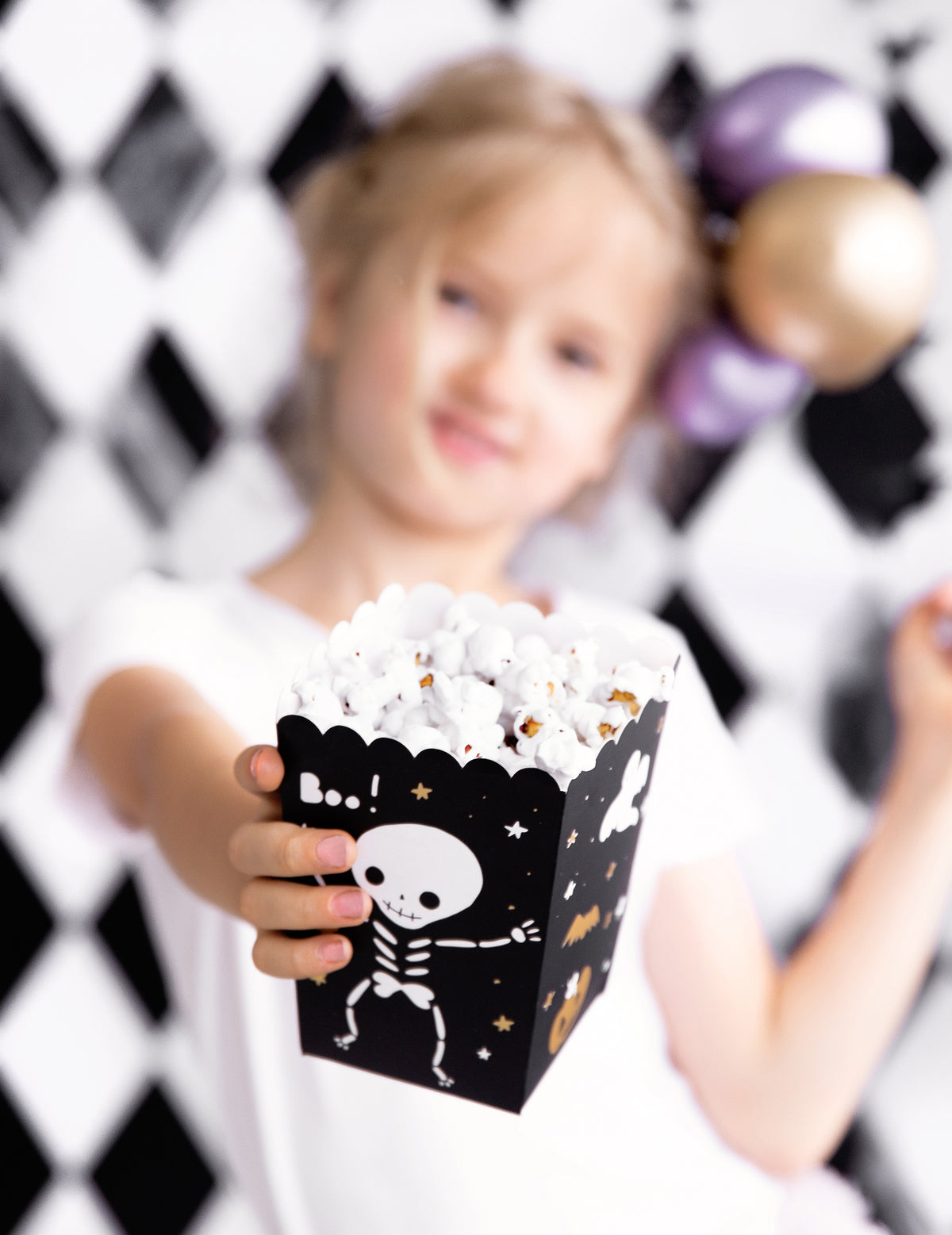 6 boîtes à popcorn halloween boo ! en carton 7 x 7 x 12,5 cm