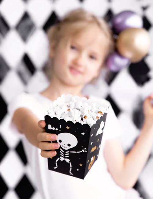 6 boîtes à popcorn halloween boo ! en carton 7 x 7 x 12,5 cm