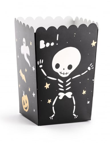 6 boîtes à popcorn halloween boo ! en carton 7 x 7 x 12,5 cm