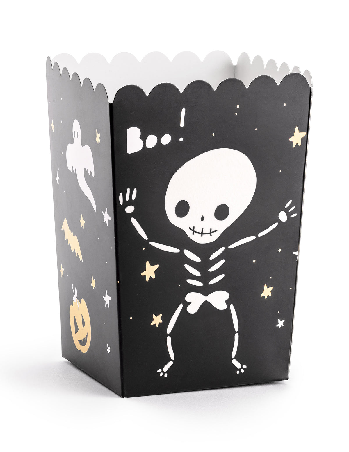 6 boîtes à popcorn halloween boo ! en carton 7 x 7 x 12,5 cm