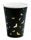 6 gobelets en carton chauve-souris noirs et dorés 220 ml pour Halloween