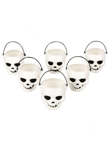 6 Mini seaux tête de mort Halloween