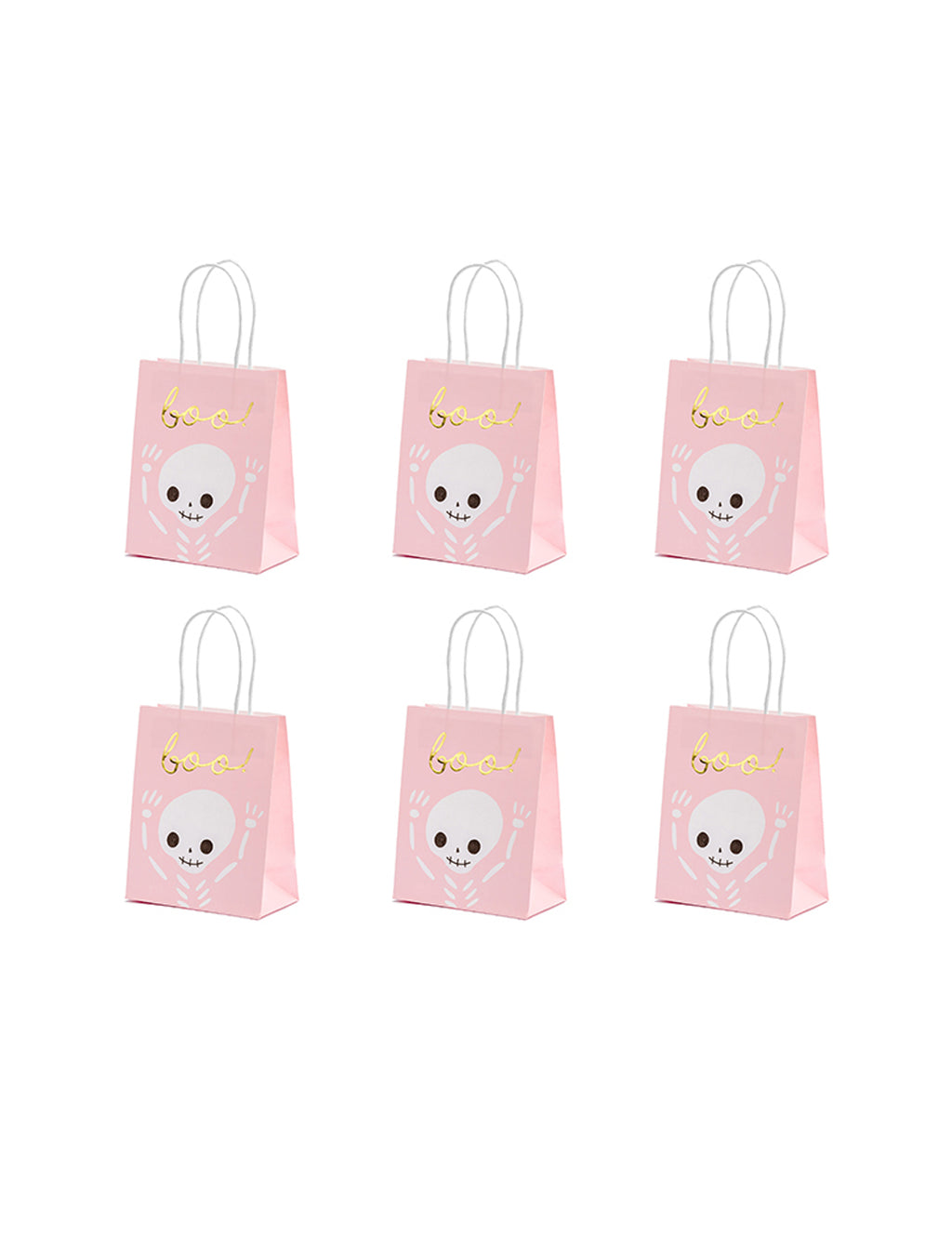 6 sacs à bonbons boo roses et blancs halloween