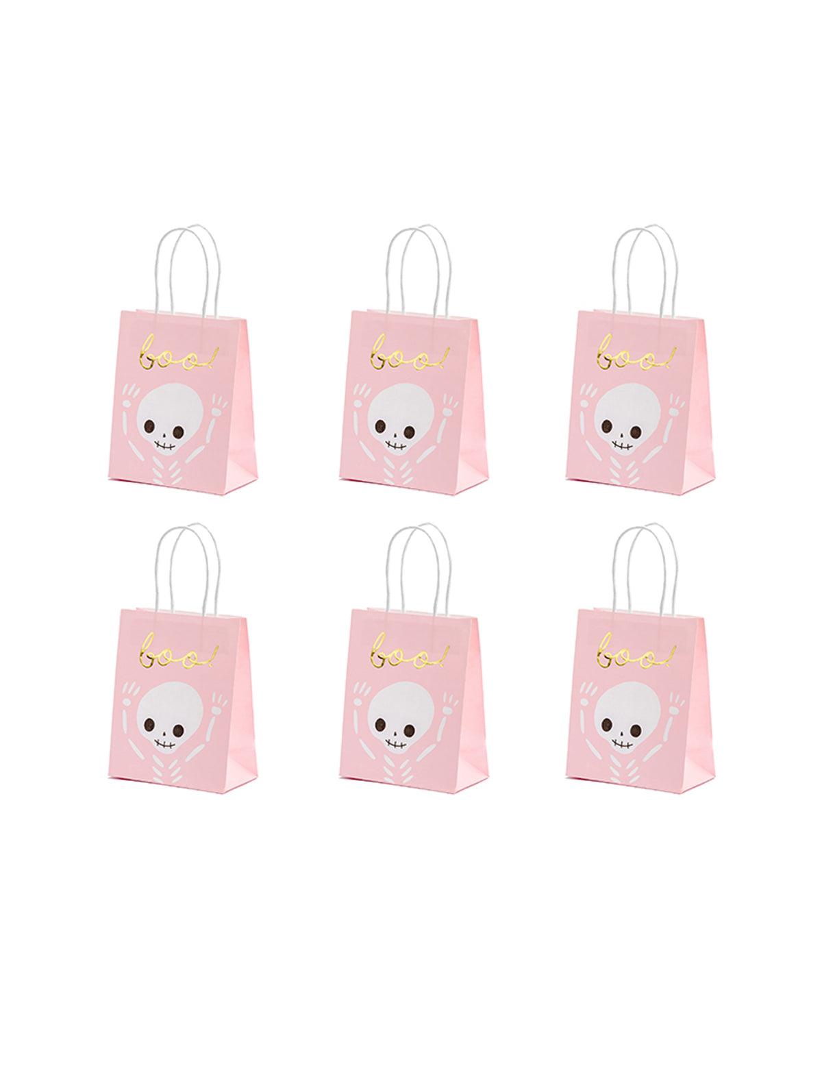6 sacs à bonbons boo roses et blancs halloween
