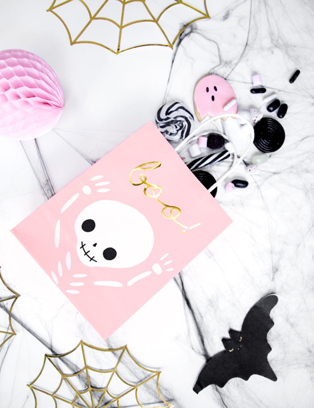 6 sacs à bonbons boo roses et blancs halloween