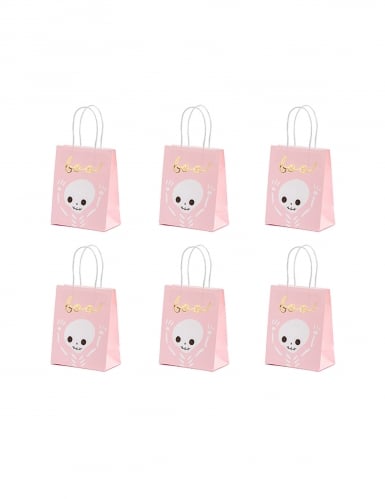 6 sacs à bonbons boo roses et blancs halloween