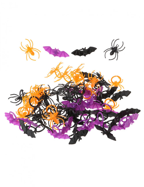 72 chauve-souris et araignées en plastique 2 x 4 cm bagues halloween