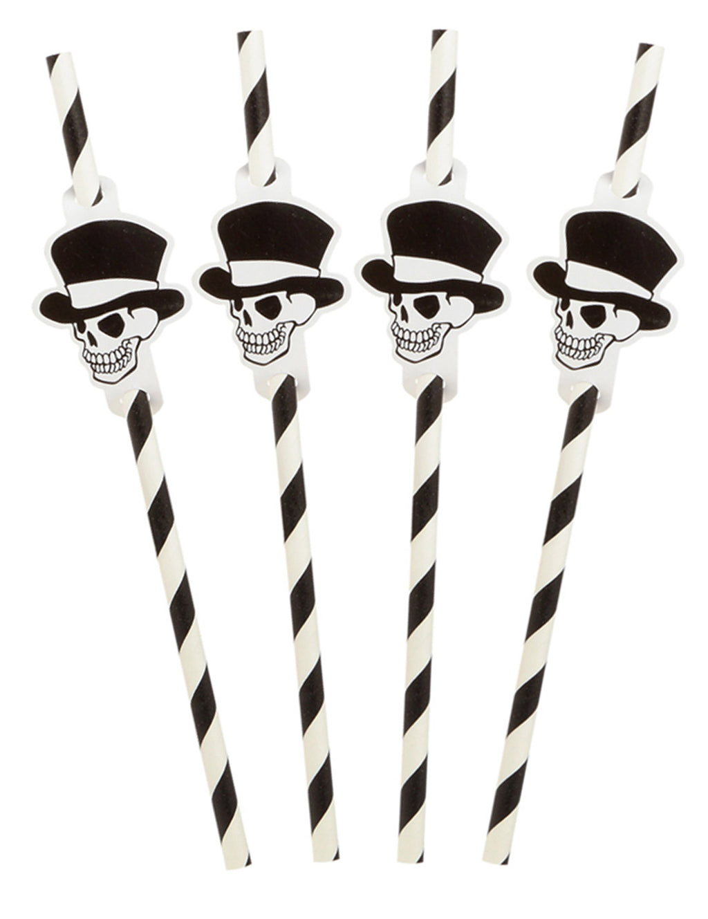 8 Pailles rayées squelette Halloween 20 cm