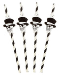 8 Pailles rayées squelette Halloween 20 cm