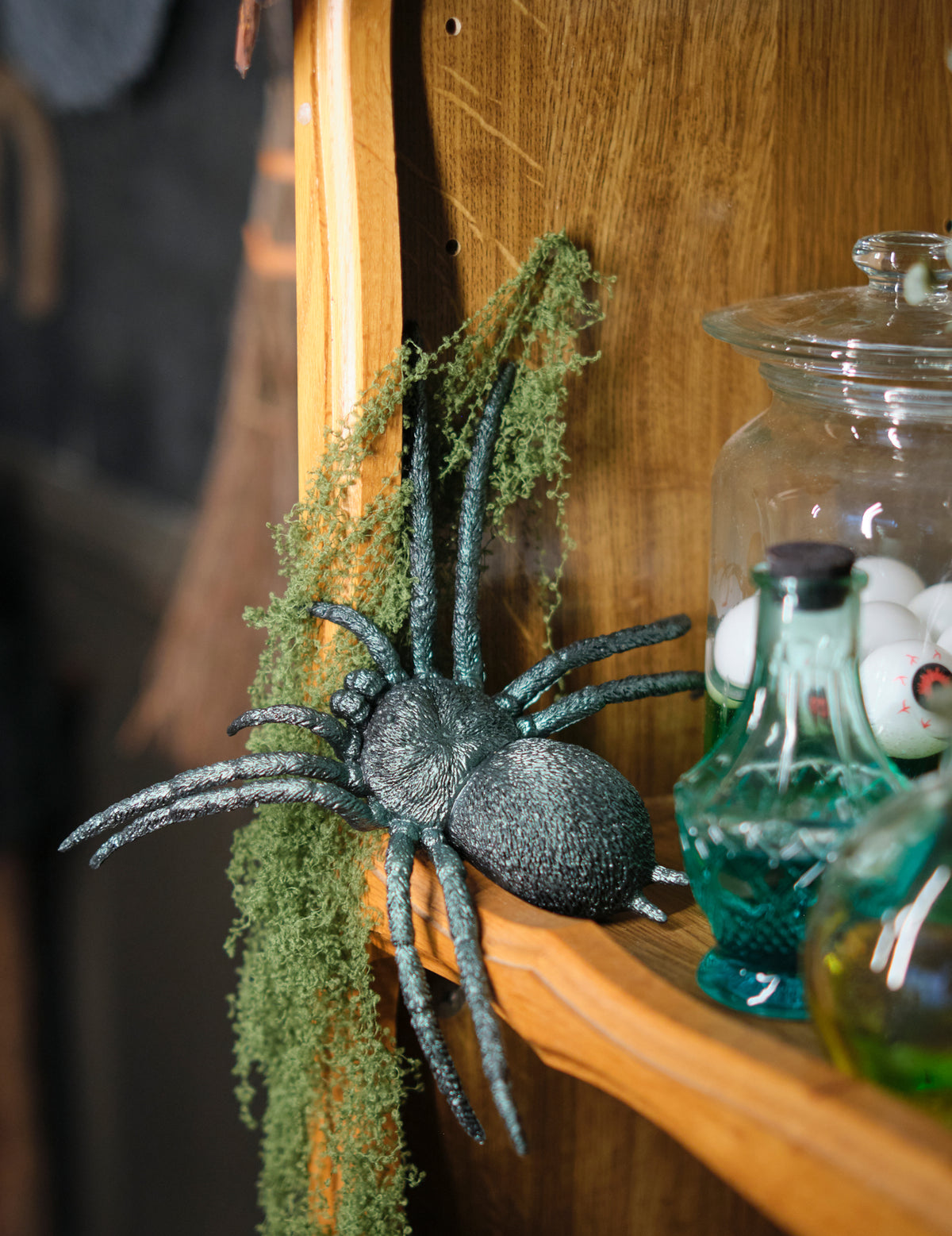 Araignée en plastique vert irisé 23 cm