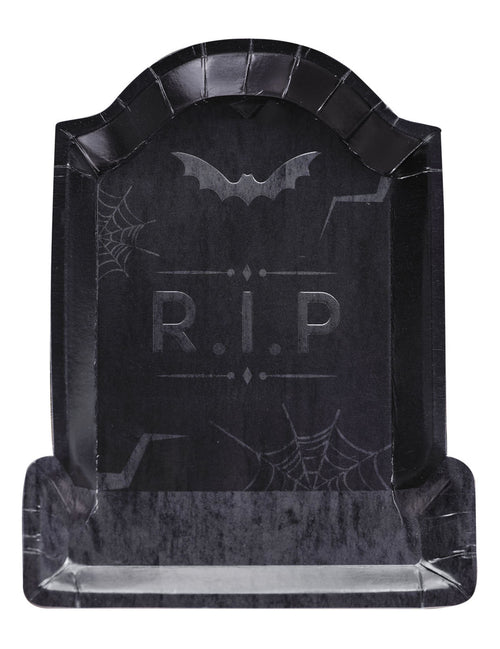 8 assiettes en carton pierre tombale rip halloween