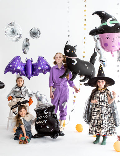 Ballon en aluminium géant chaudron 64 x 109 cm hocus pocus iridescent