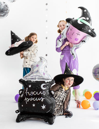 Ballon en aluminium géant chaudron 64 x 109 cm hocus pocus iridescent
