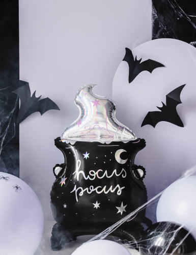 Ballon en aluminium géant chaudron 64 x 109 cm hocus pocus iridescent
