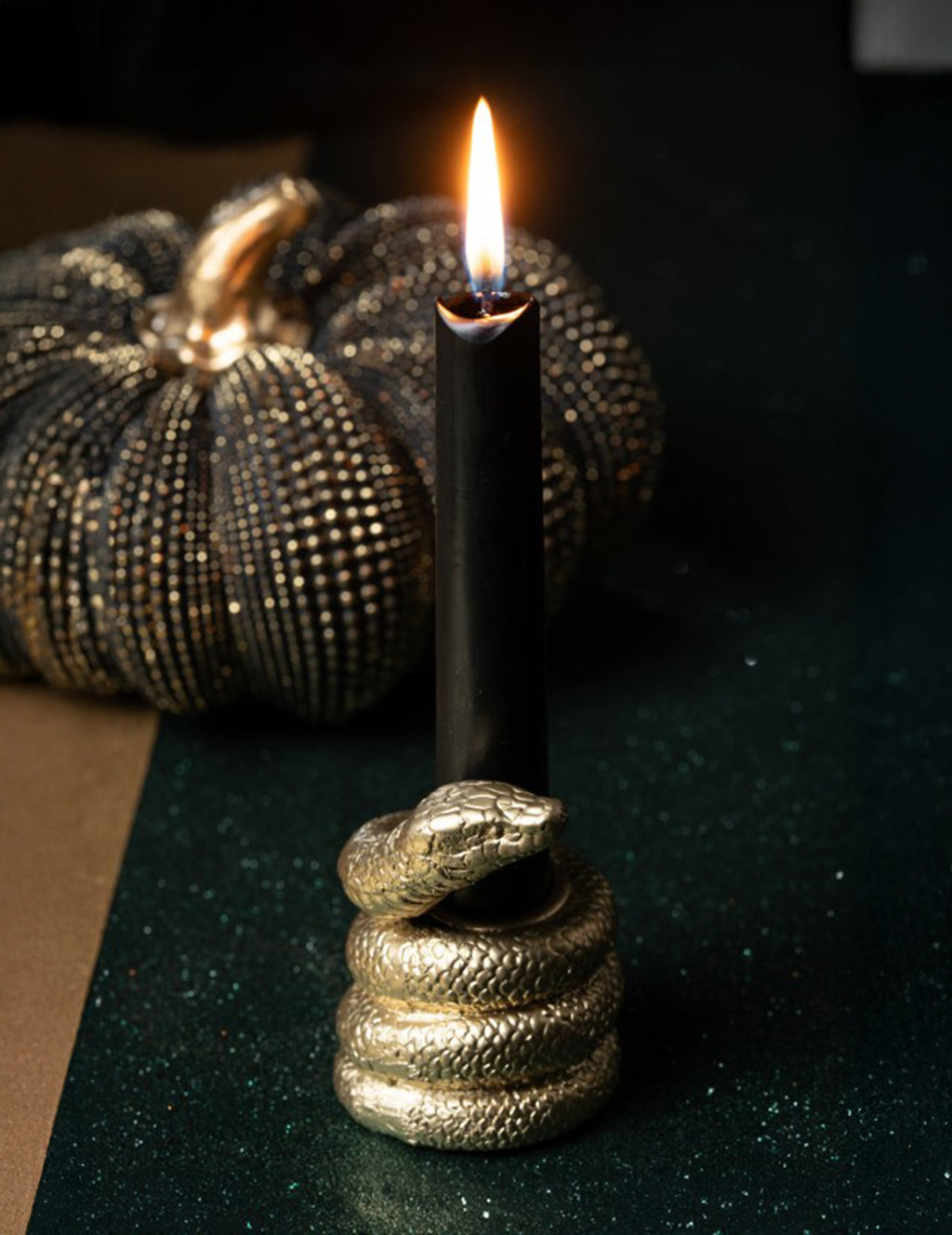 Bougeoir serpent doré 7,5 cm