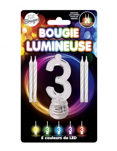 Bougies lumineuses LED chiffre 3