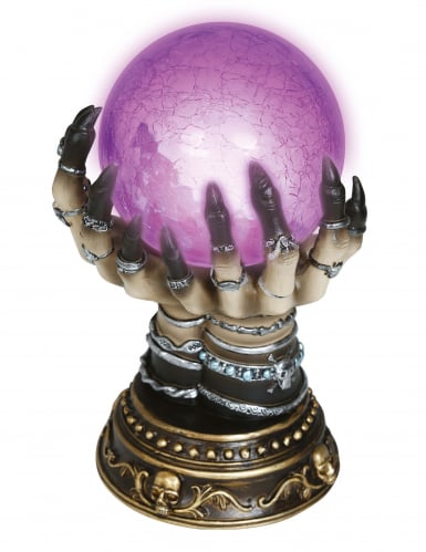 Boule de cristal lumineuse avec mains de voyante 23 cm