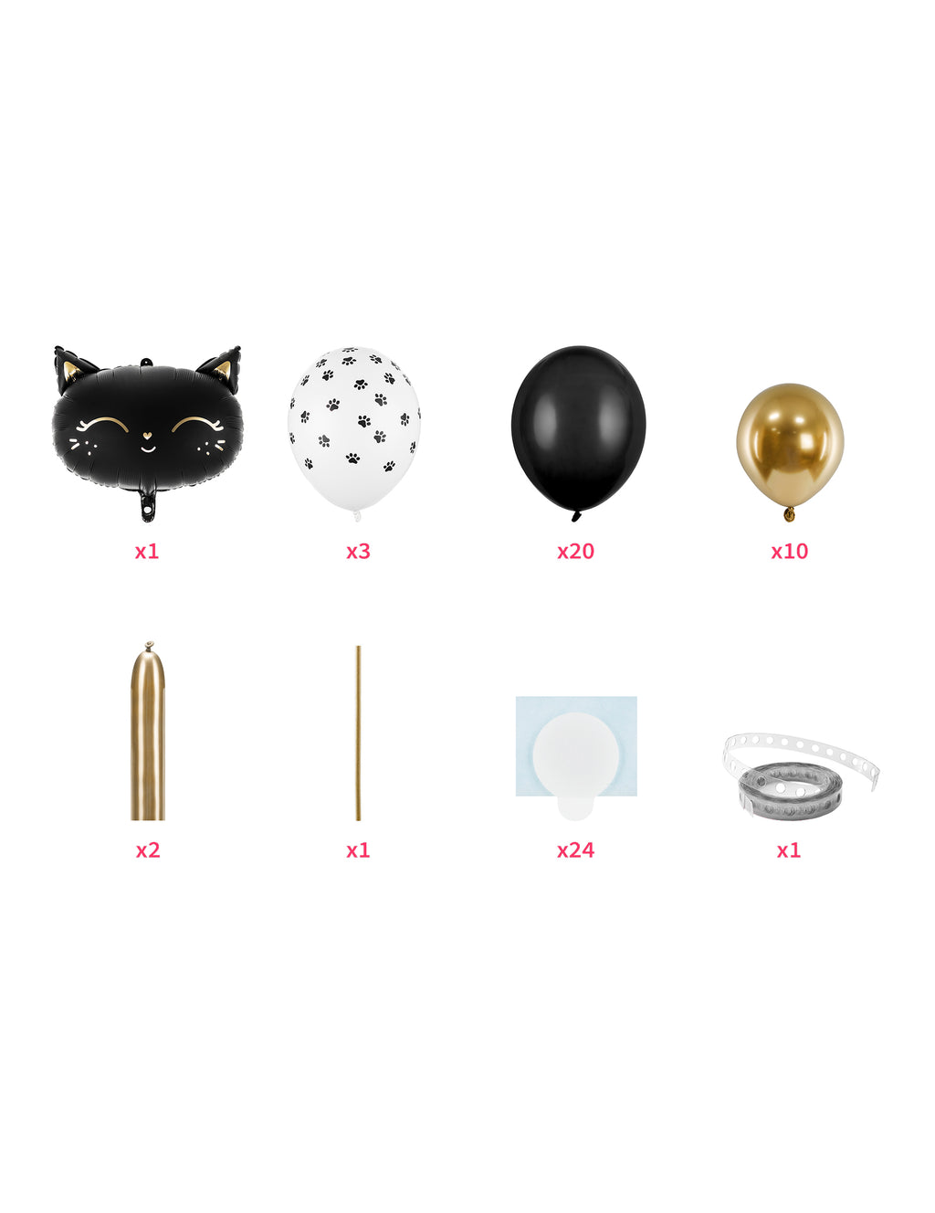 Bouquet de ballons chat noir 140 x 83 cm, kit 61 pièces