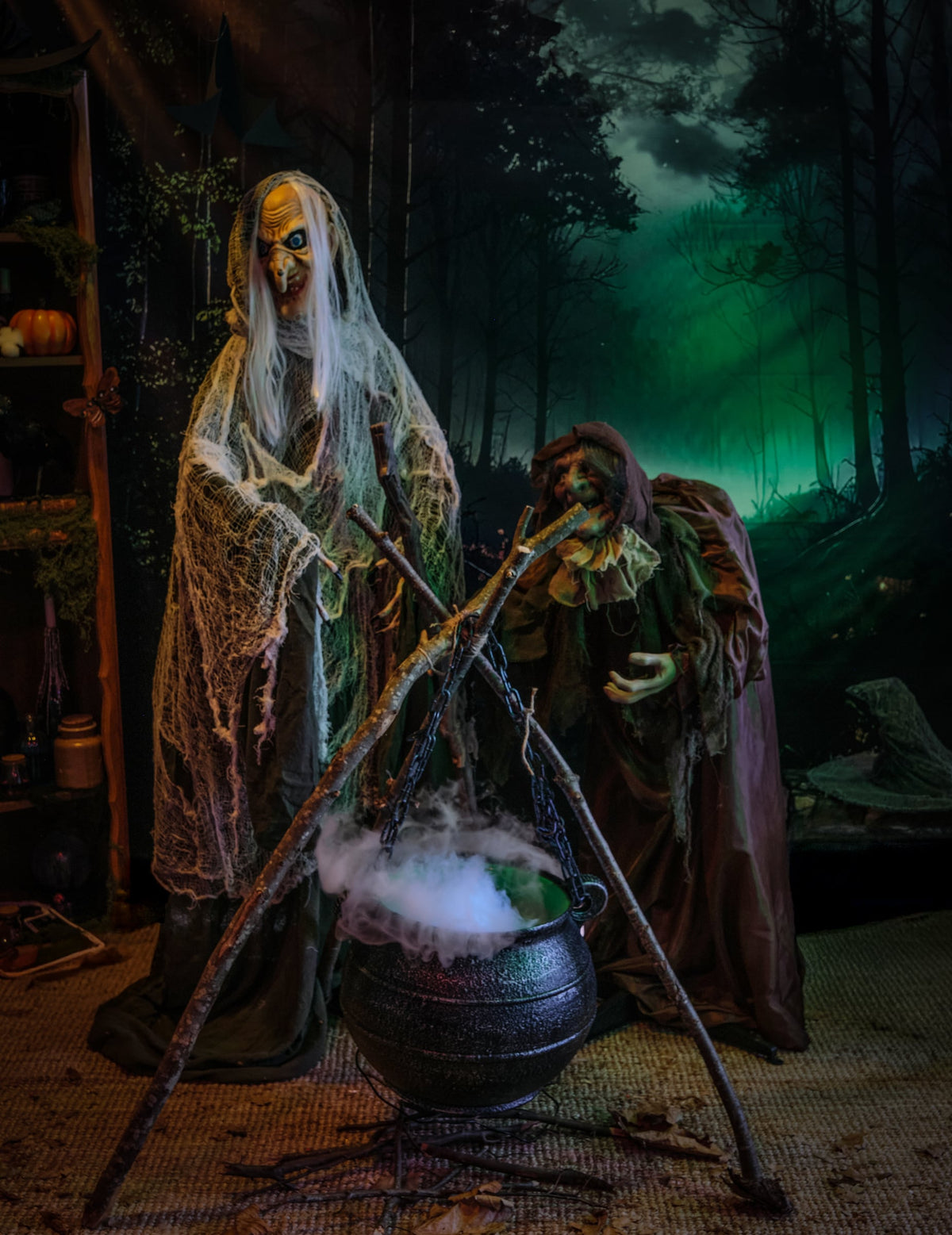 Chaudron de sorcière lumineux avec fumée 45cm