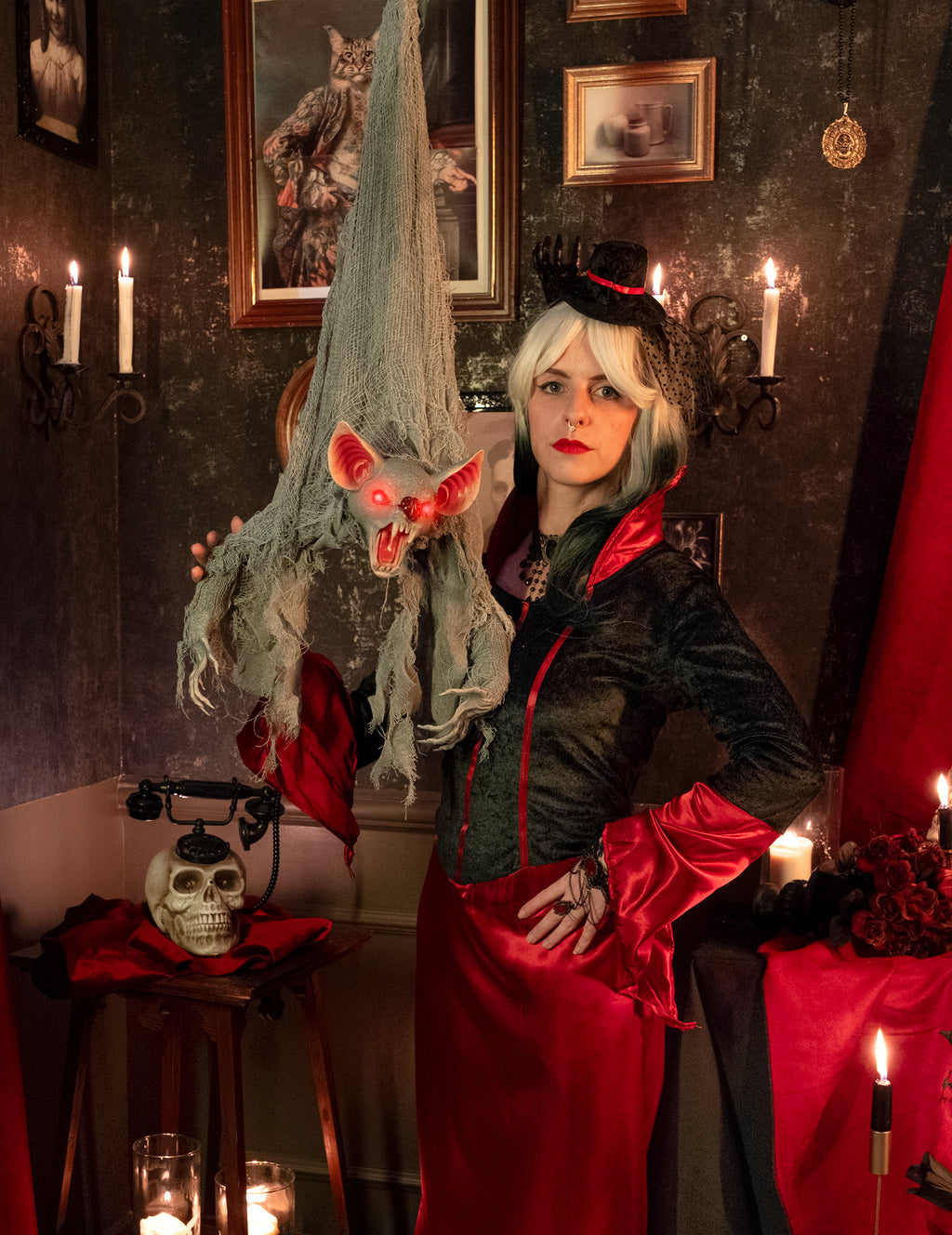 Le caveau du vampire — chauve-souris animée suspendue, 100 cm