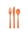 Couverts en plastique orange