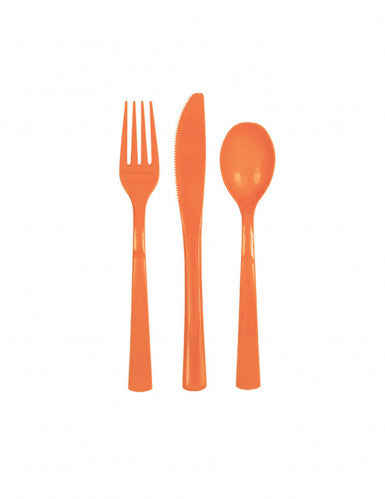 Couverts en plastique orange