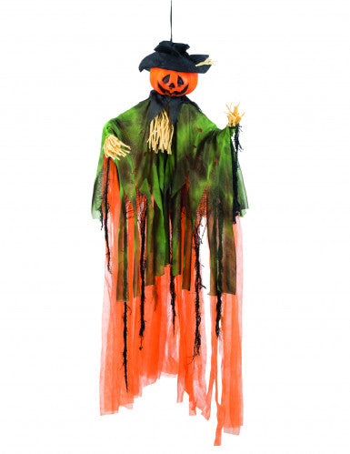 Décoration à suspendre épouvantail citrouille Halloween 1 m
