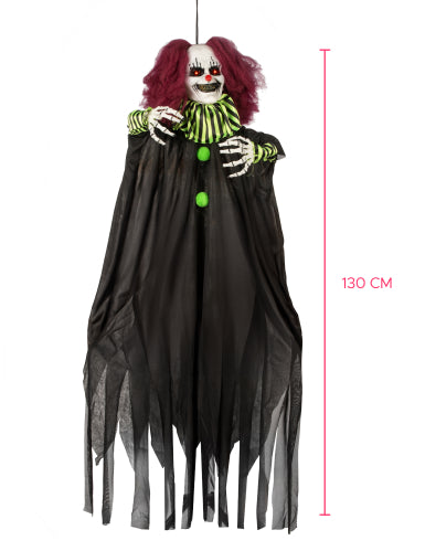 Décoration animée Clown Terrifiant suspendu 130 cm